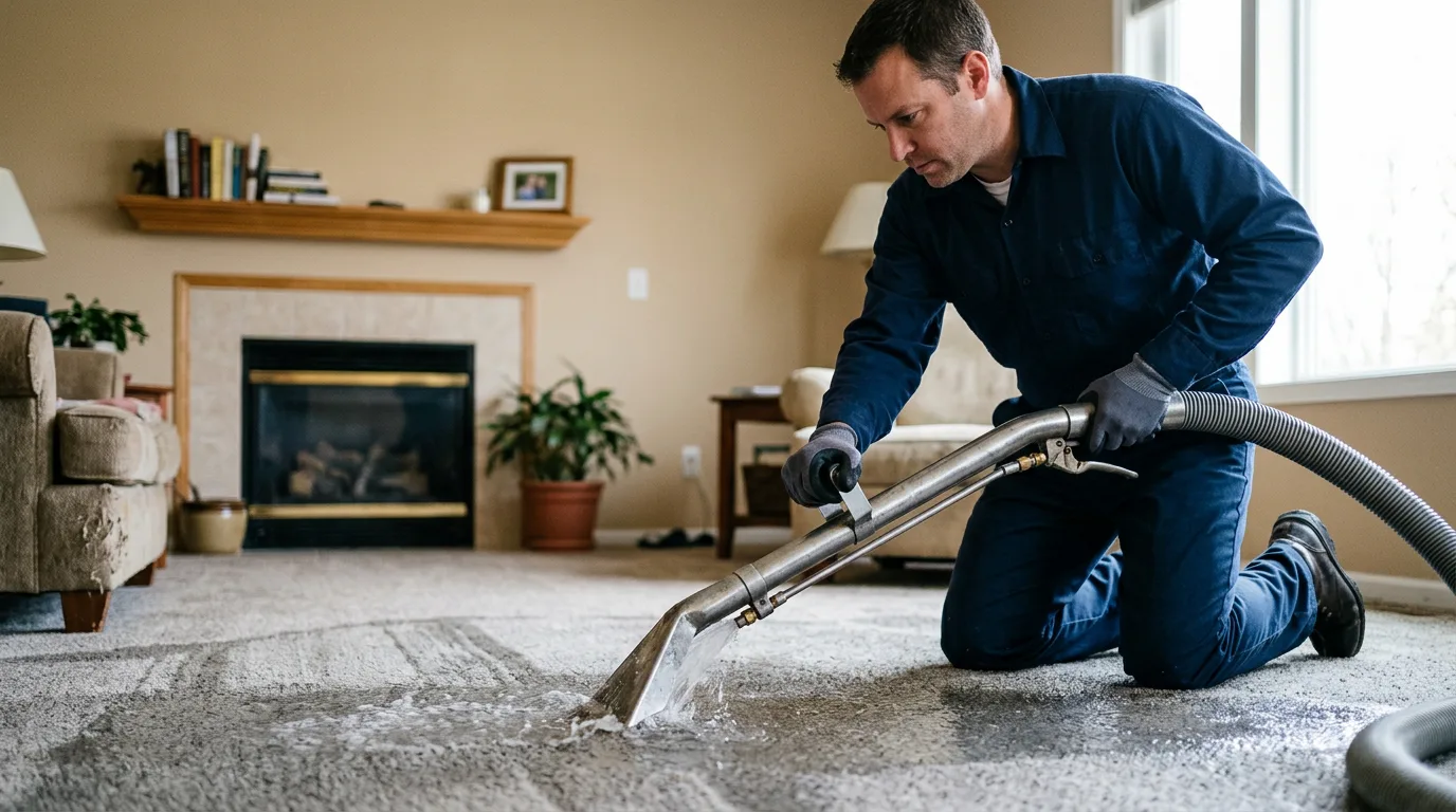 Water damage restoration technician working near Alexandria, NE